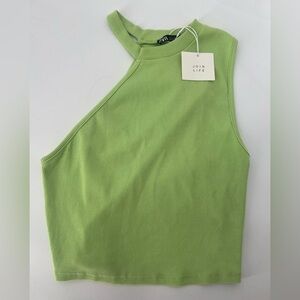 Zara Asymmetrical Cut Out One Shoulder Sleeveless Crop Top Tank